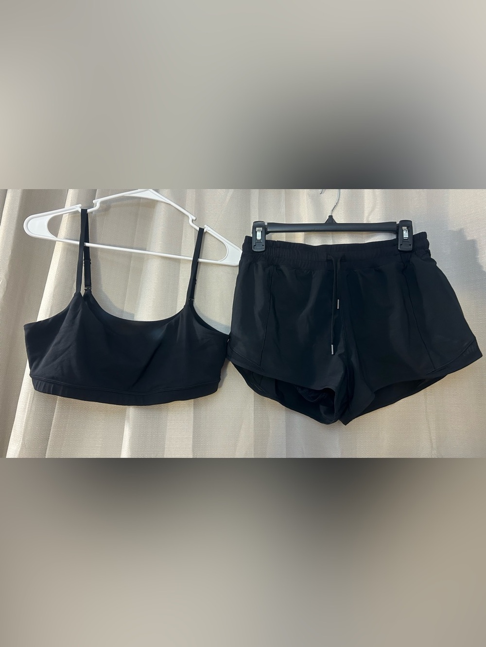 CRZ YOGA Black Activewear Matching Set Sports Bra & Running Shorts